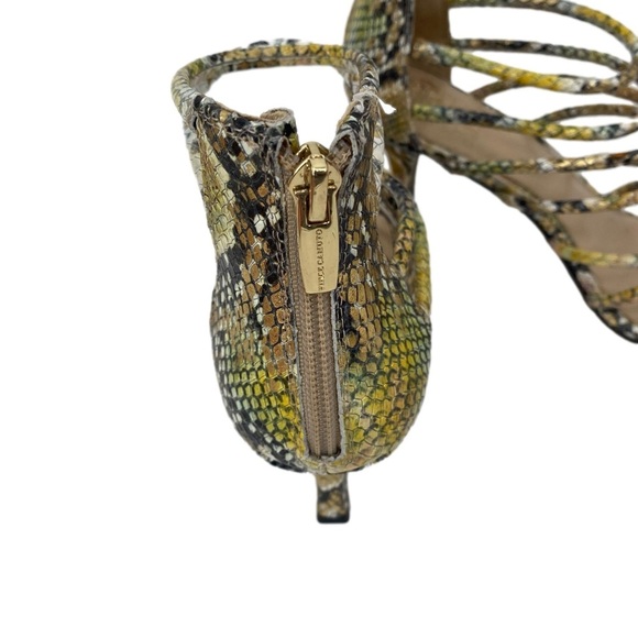 Vince Camuto Alsandra Yellow Multi Peep Toe Caged Bootie Heeled Sandal Size 9.5 - Picture 5 of 6